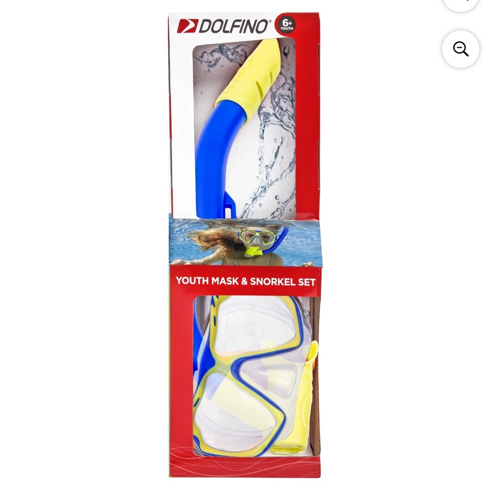 Dolfino Youth Mask and Snorkel 2-Piece Set Children 6+ Blue/Yellow NEW IN BOX